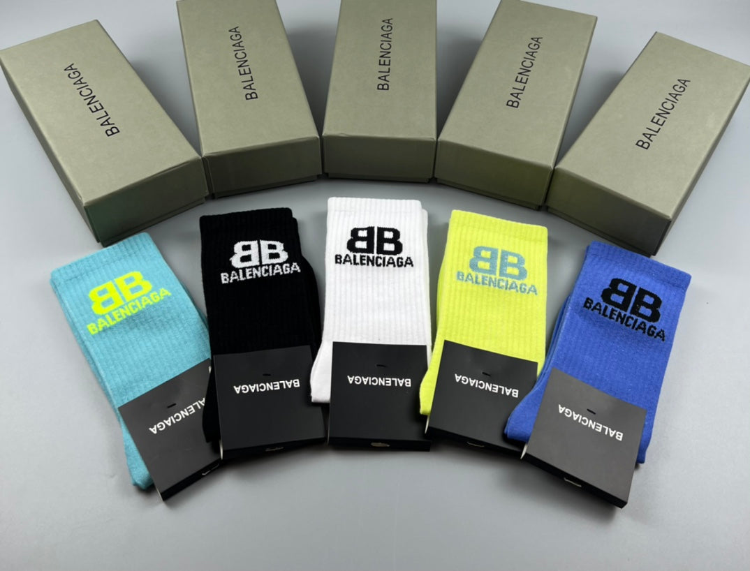 Balenciaga Bold Wordmarks Crew Socks - 5-Pair Set