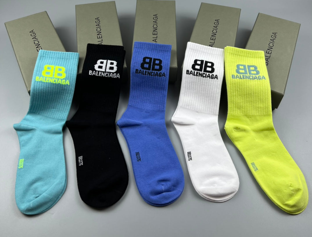 Balenciaga Bold Wordmarks Crew Socks - 5-Pair Set