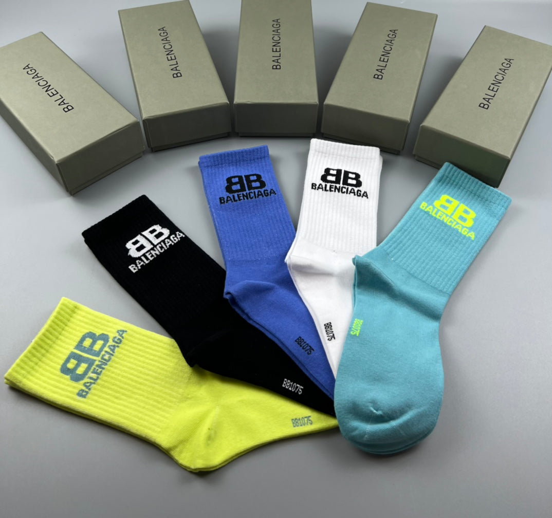 Balenciaga Bold Wordmarks Crew Socks - 5-Pair Set