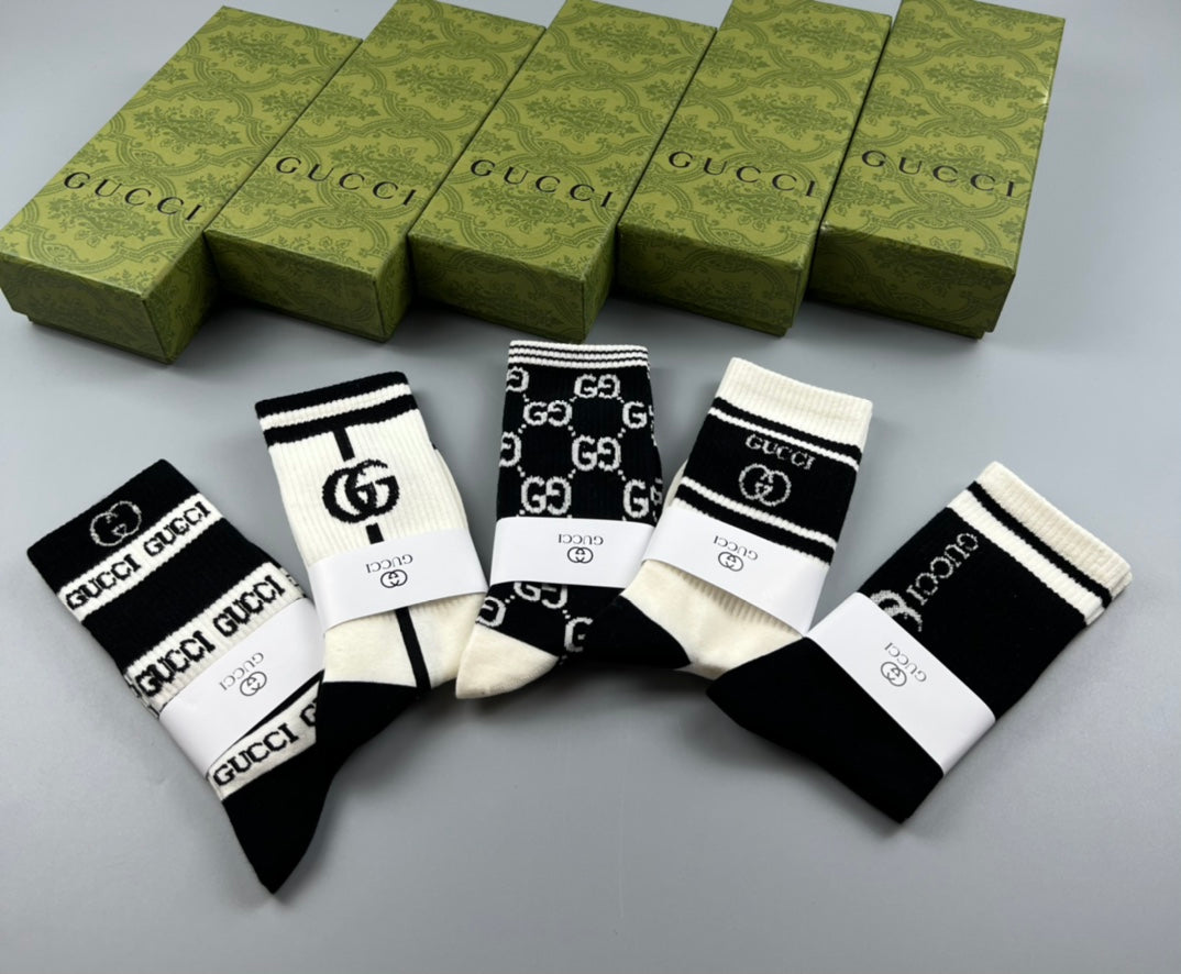 Gucci Cotton Crew Socks - 5-Pair Pack