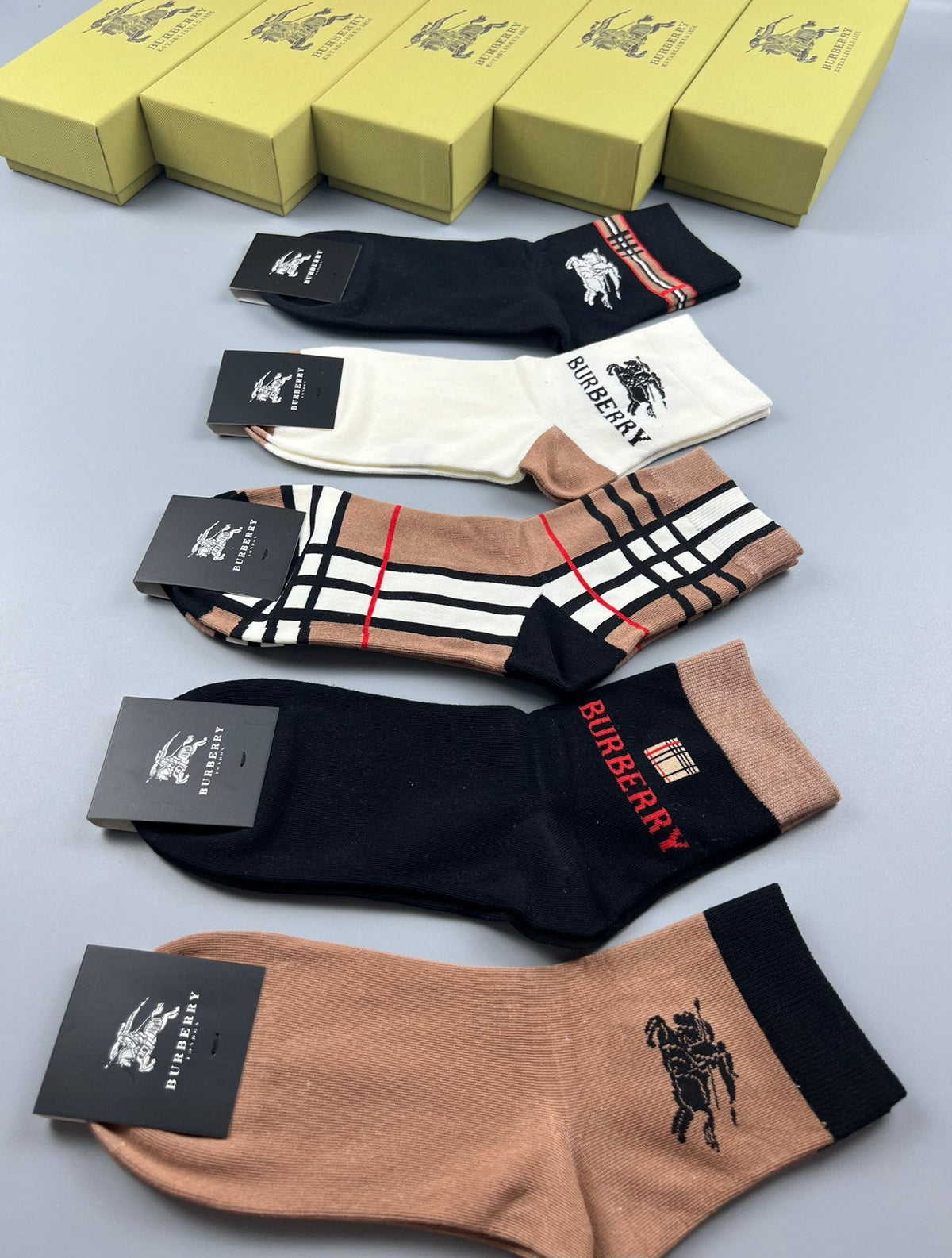 Burberry Cotton Crew Socks - 5-Pair Pack