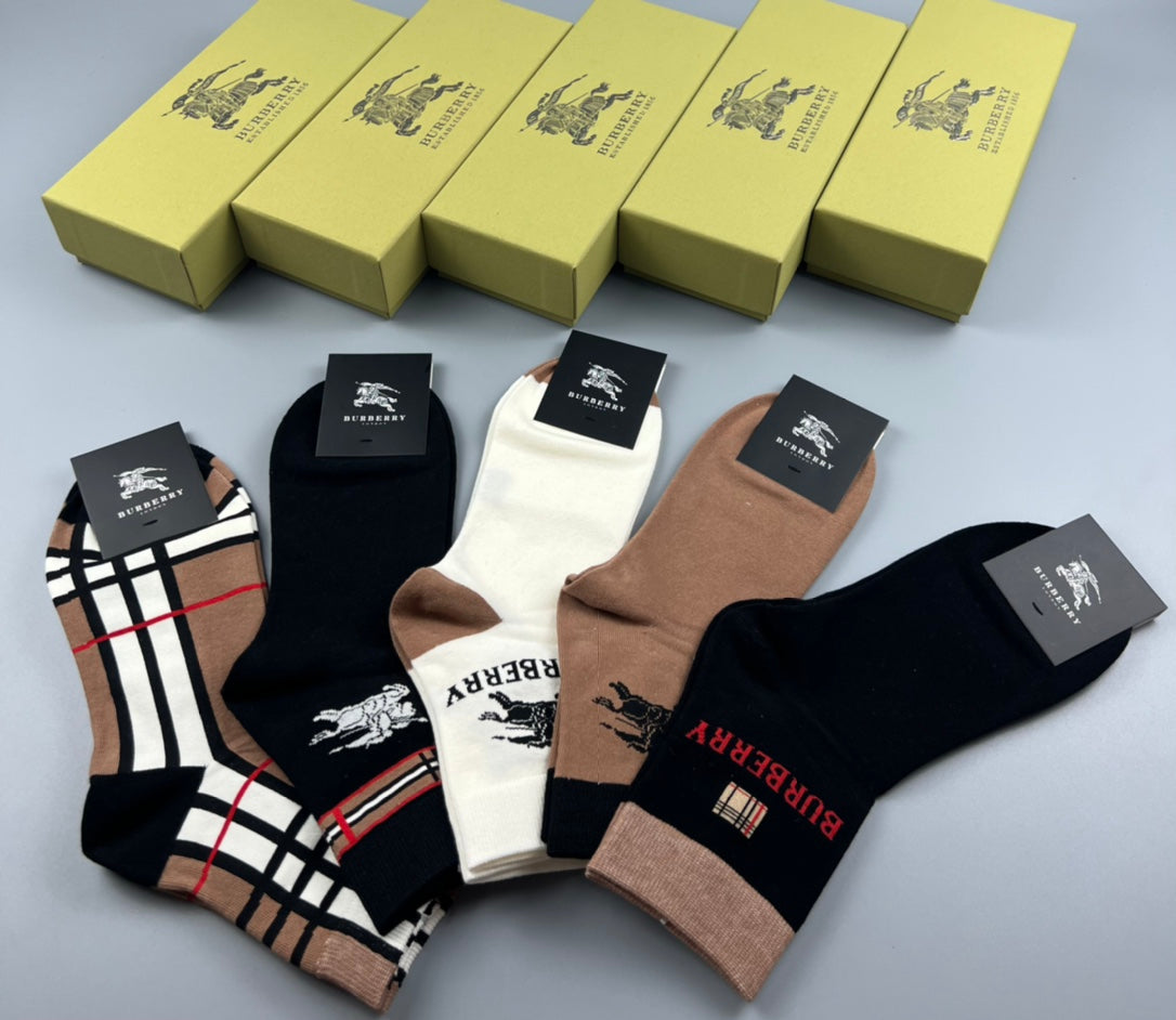 Burberry Cotton Crew Socks - 5-Pair Pack
