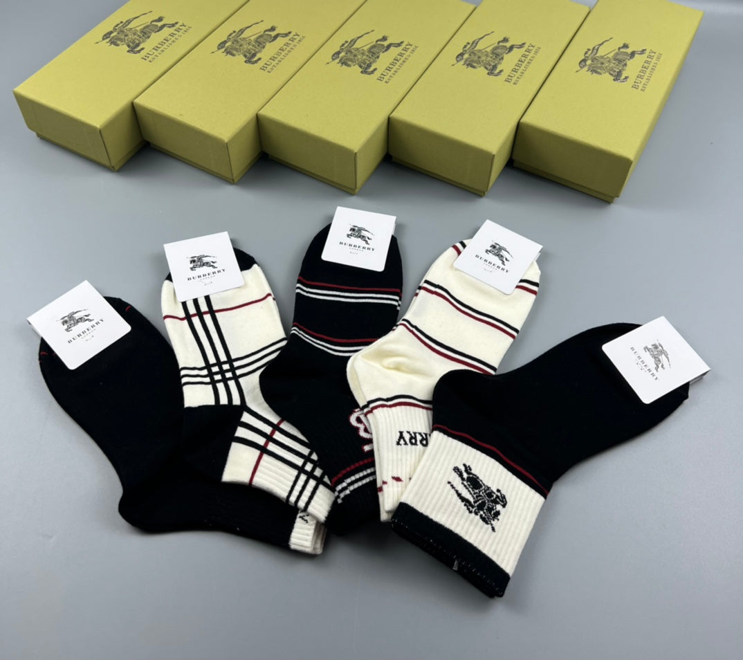 Burberry Cotton Crew Socks - 5-Pair Pack