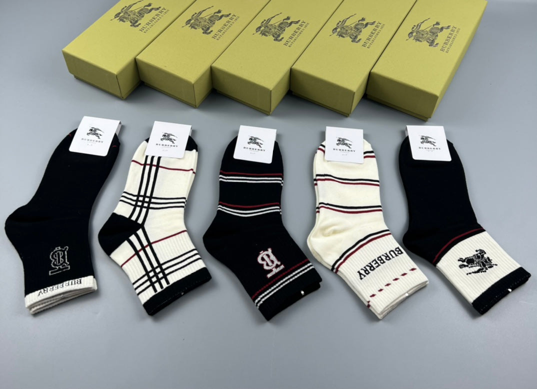 Burberry Cotton Crew Socks - 5-Pair Pack