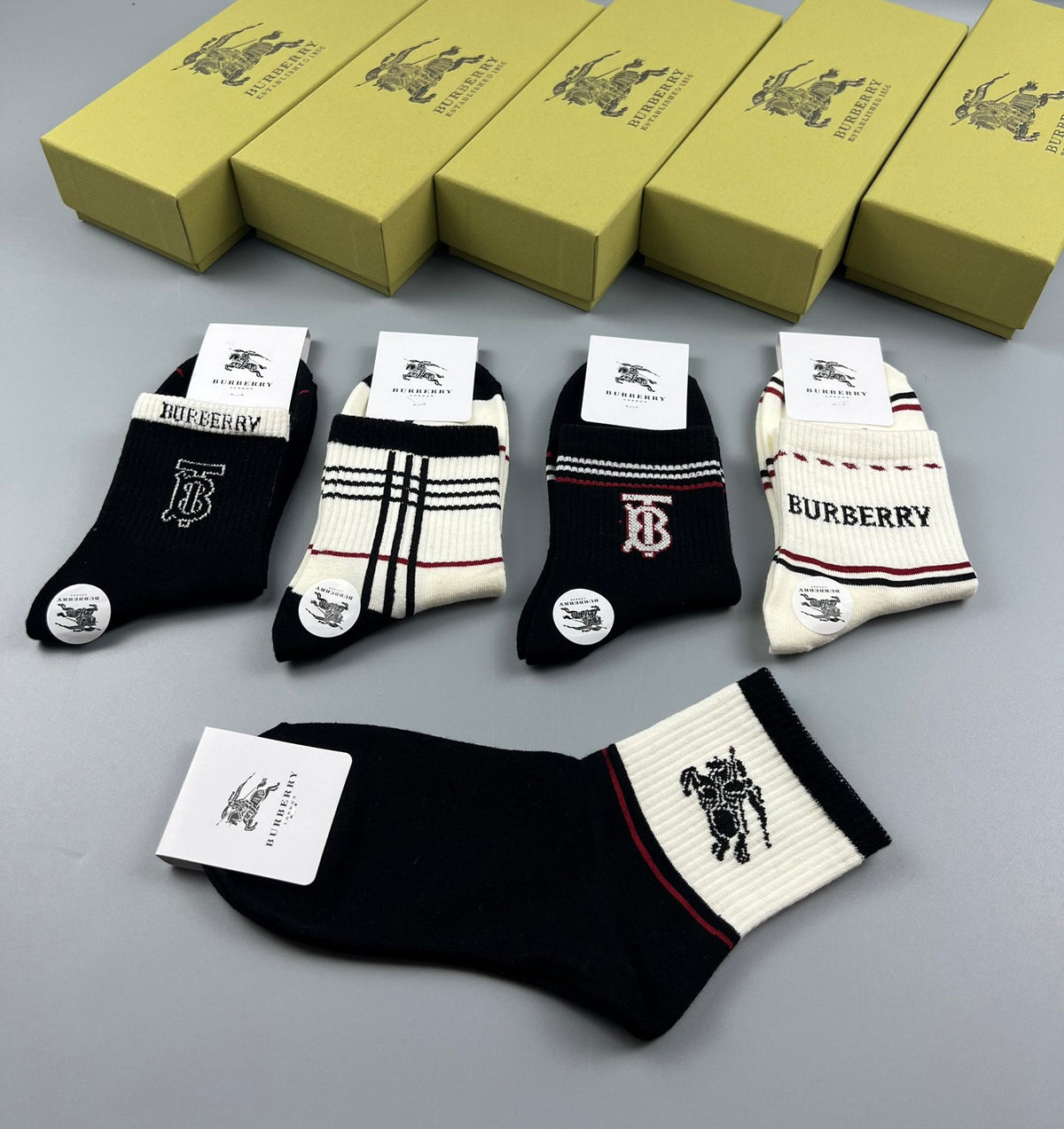 Burberry Cotton Crew Socks - 5-Pair Pack
