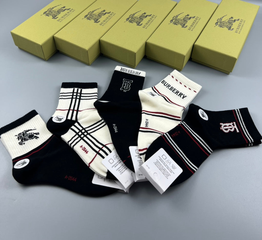 Burberry Cotton Crew Socks - 5-Pair Pack
