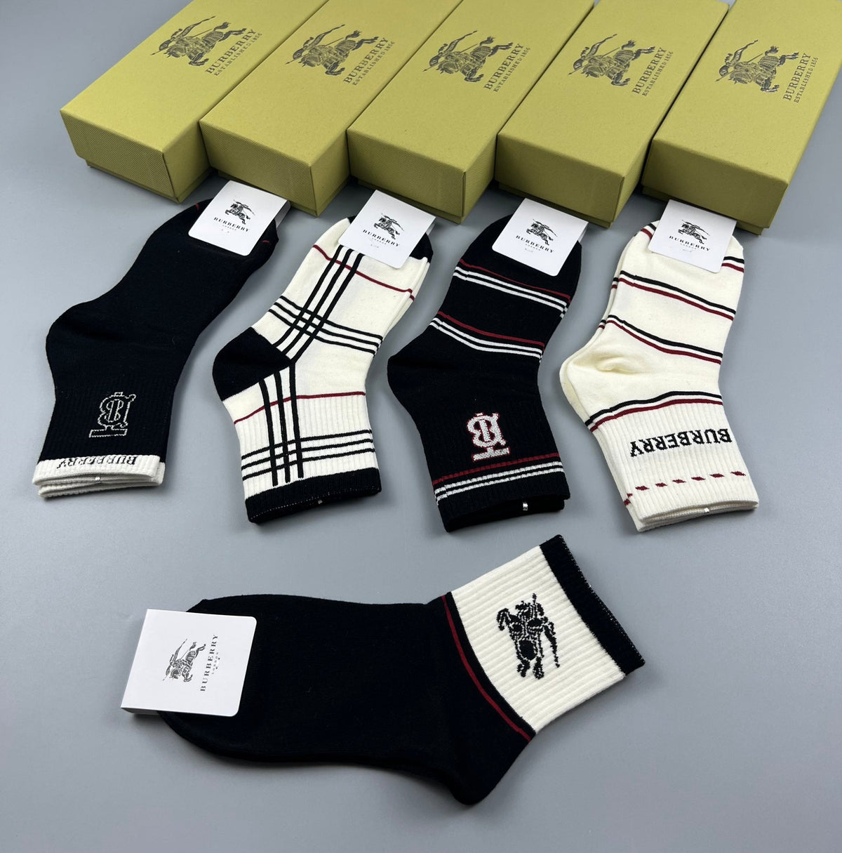 Burberry Cotton Crew Socks - 5-Pair Pack