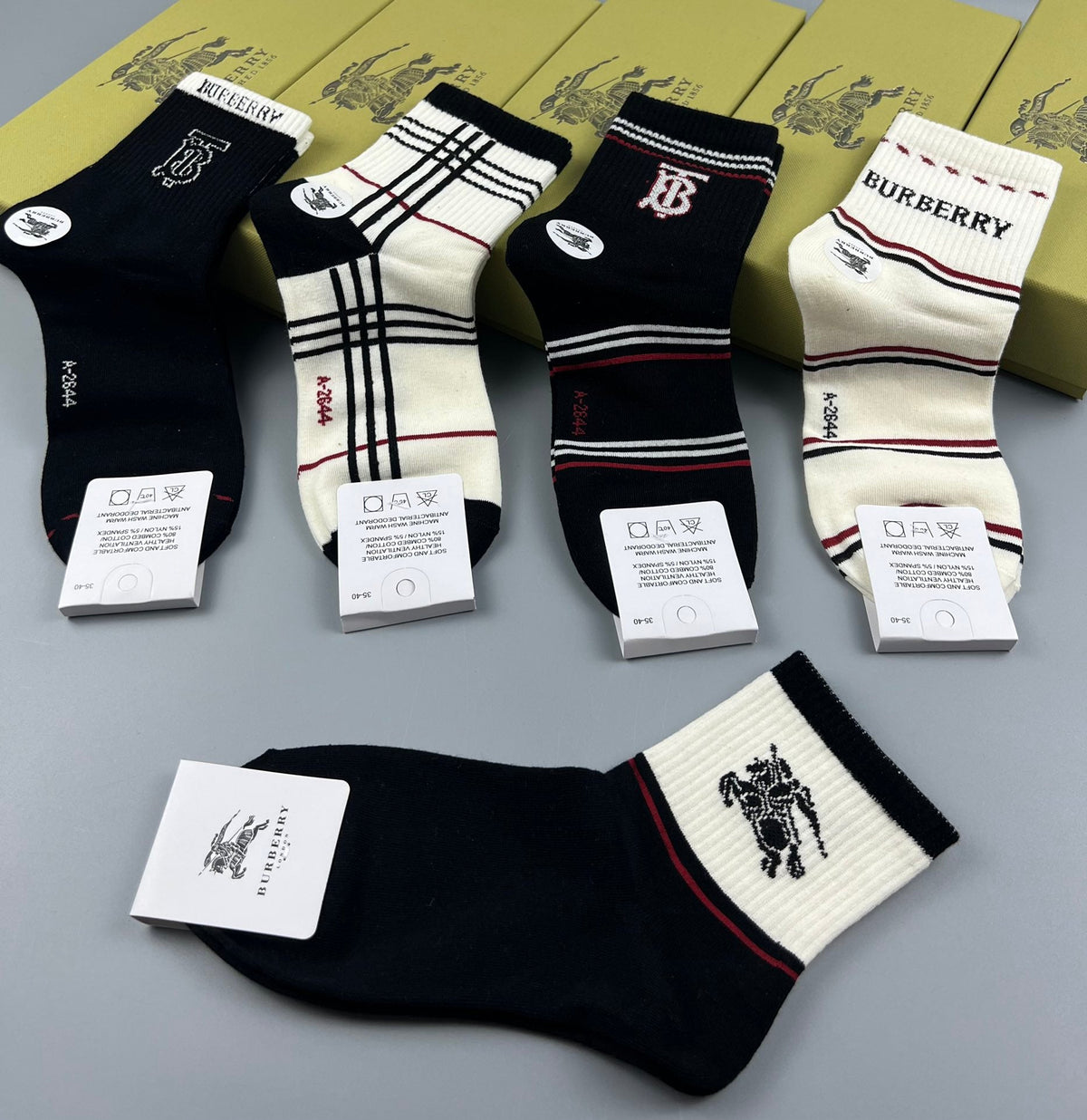 Burberry Cotton Crew Socks - 5-Pair Pack