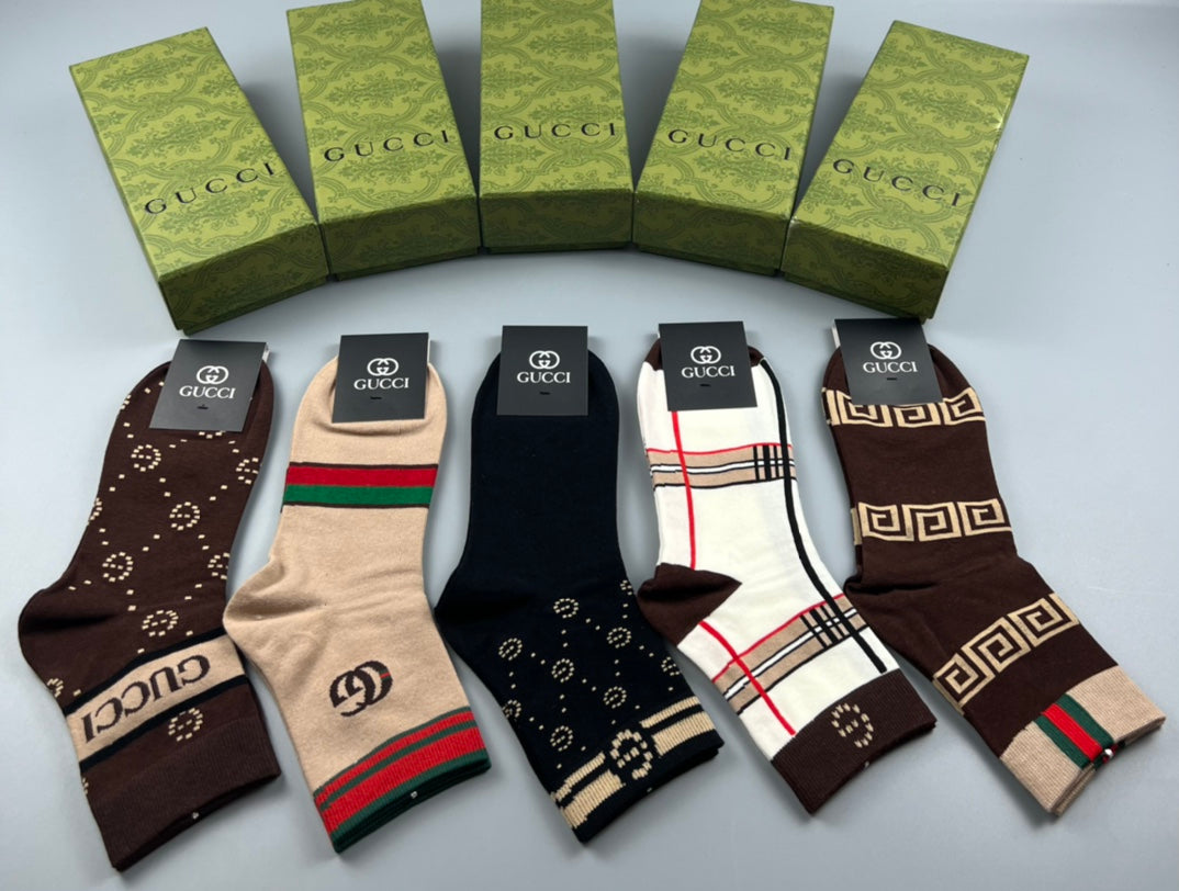 Gucci Cotton Crew Socks - 5-Pair Pack