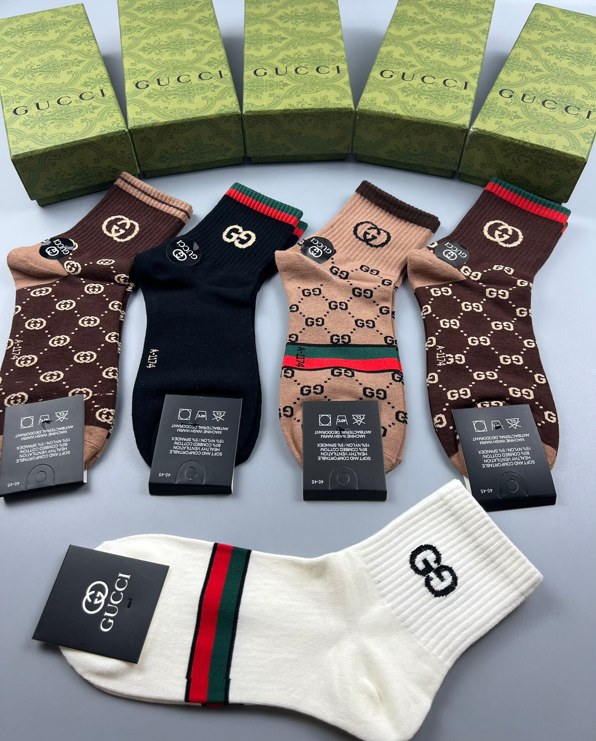 Gucci Cotton Crew Socks - 5-Pair Pack