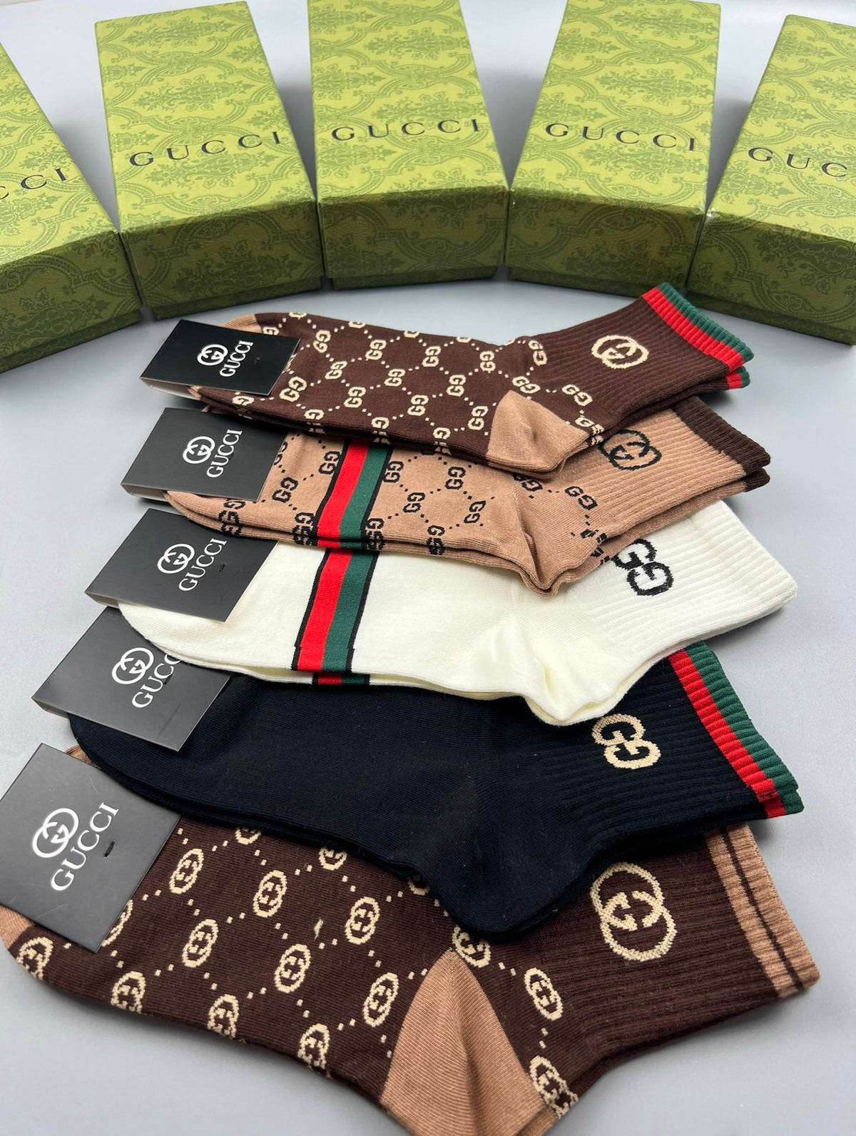 Gucci Cotton Crew Socks - 5-Pair Pack