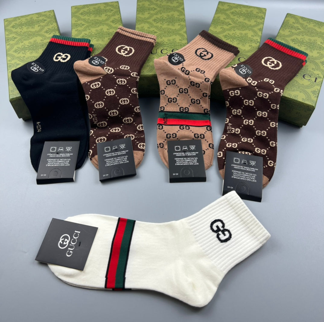 Gucci Cotton Crew Socks - 5-Pair Pack