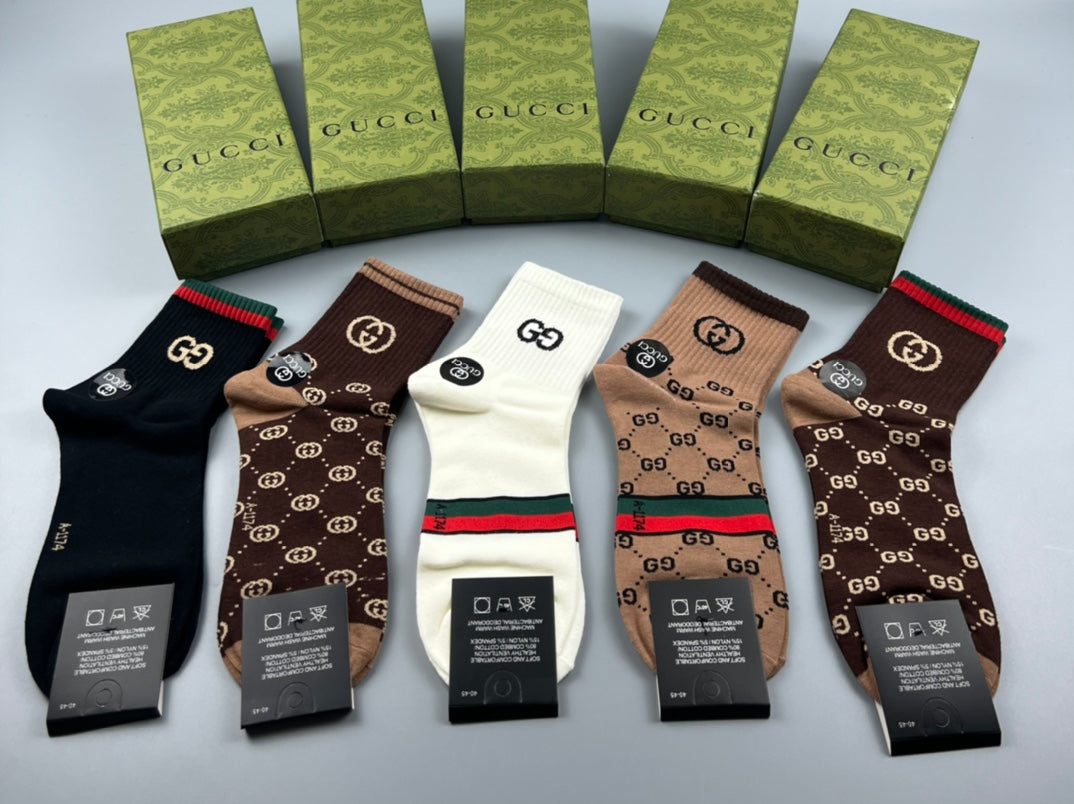 Gucci Cotton Crew Socks - 5-Pair Pack