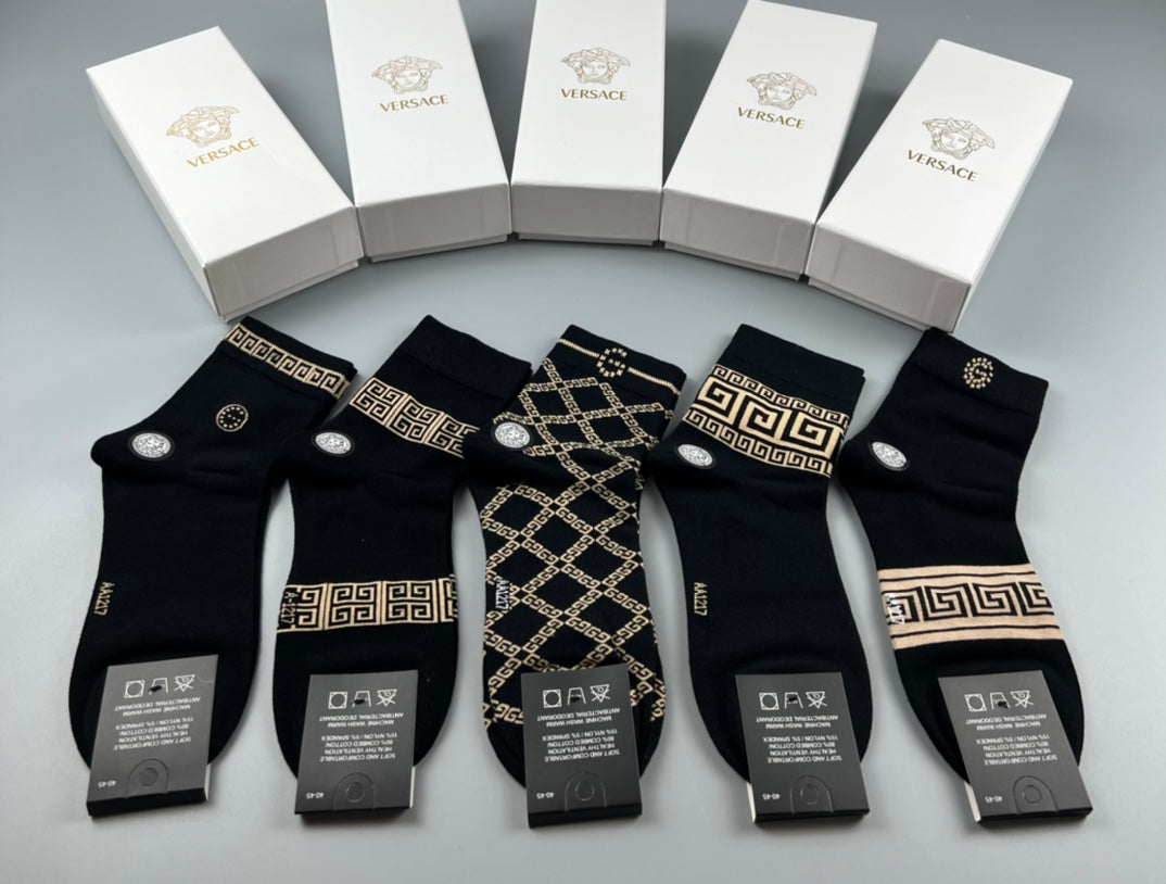 Versace Cotton Crew Socks - 5-Pair Pack