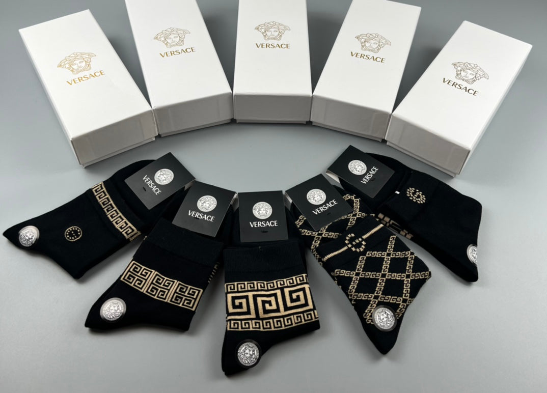 Versace Cotton Crew Socks - 5-Pair Pack