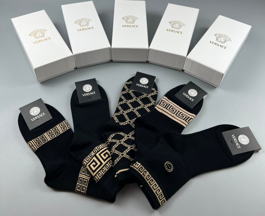 Versace Cotton Crew Socks - 5-Pair Pack