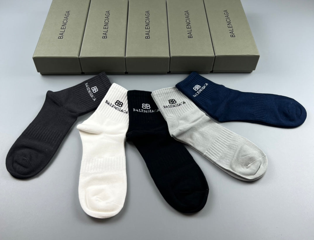 Unbranded Understated Cuff Details Crew Socks - 5-Pair Set