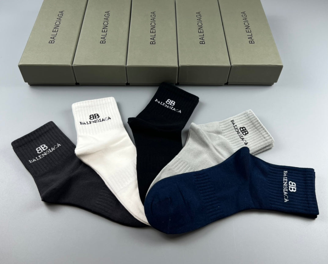 Unbranded Restrained Cuff Details Crew Socks - 5-Pair Set