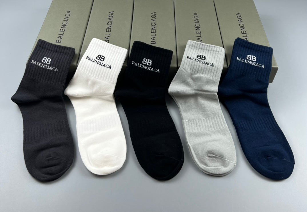 Unbranded Understated Cuff Details Crew Socks - 5-Pair Set