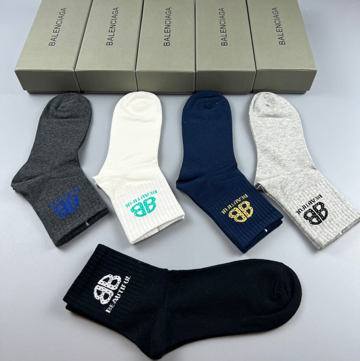 Balenciaga Crew Socks - 5-Pair Pack