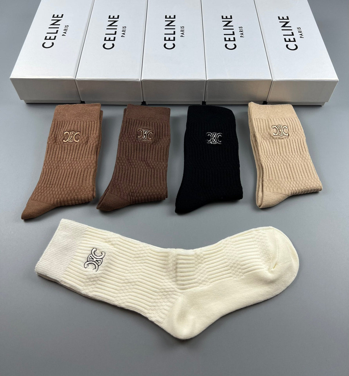 Celine Cotton Crew Socks - 5-Pair Pack