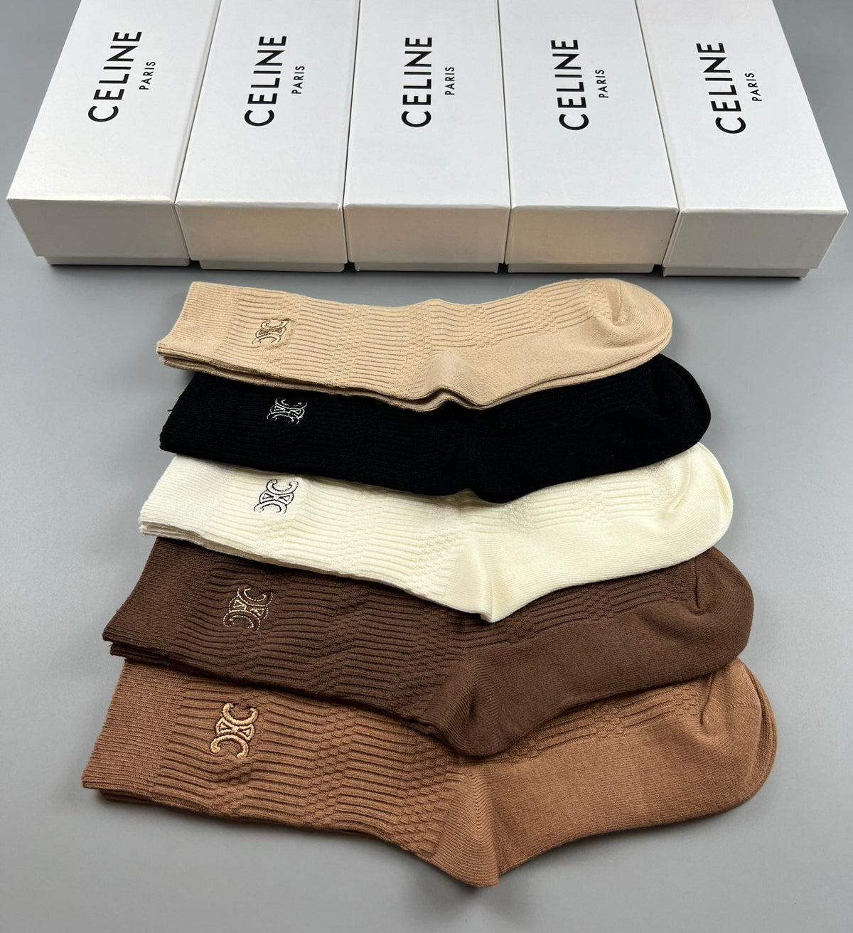 Celine Cotton Crew Socks - 5-Pair Pack
