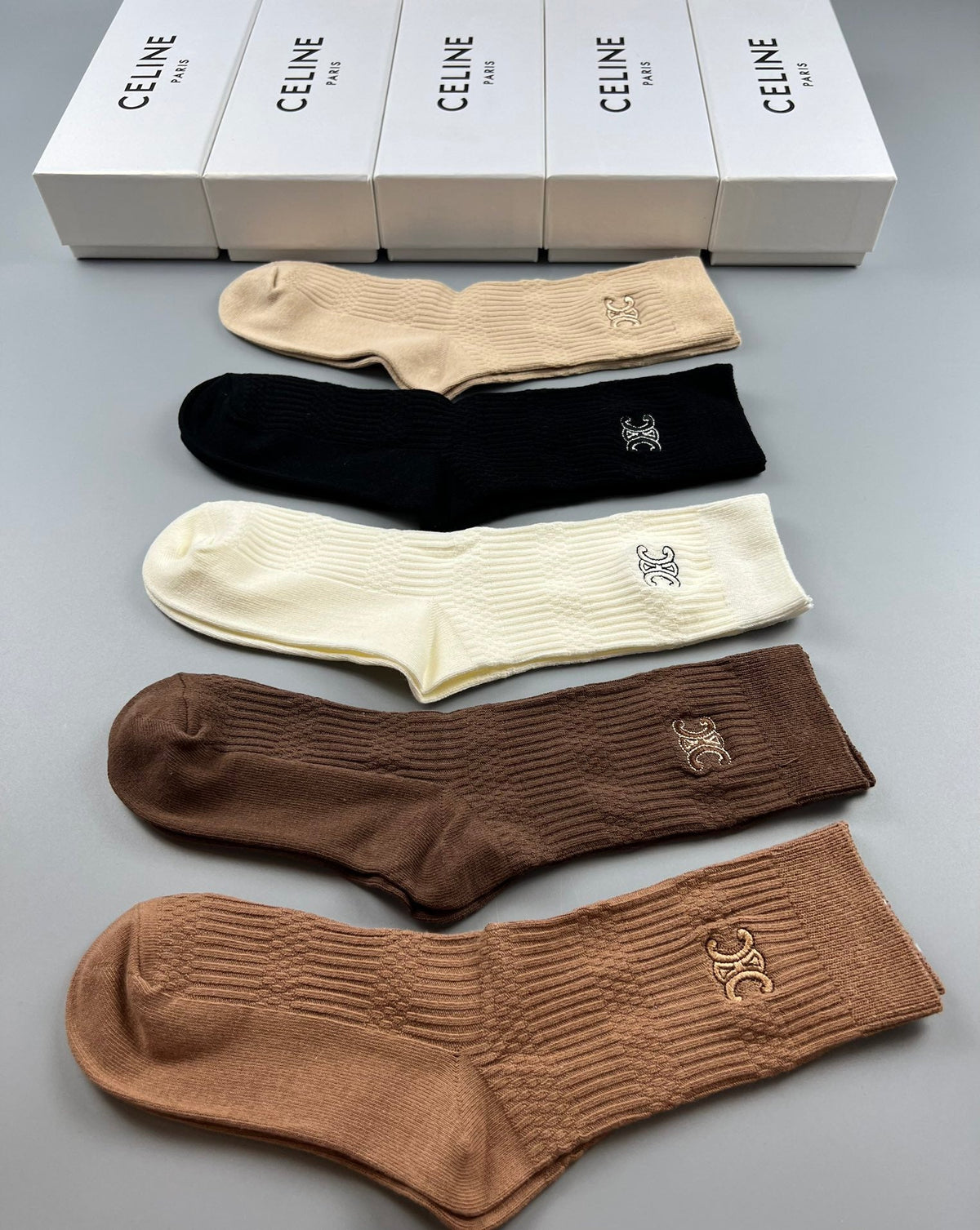 Celine Cotton Crew Socks - 5-Pair Pack