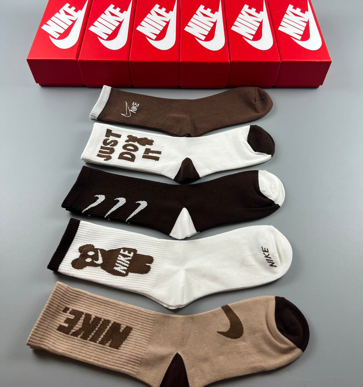 Nike Earth-Tone Graphic Crew Socks - Assorted Set