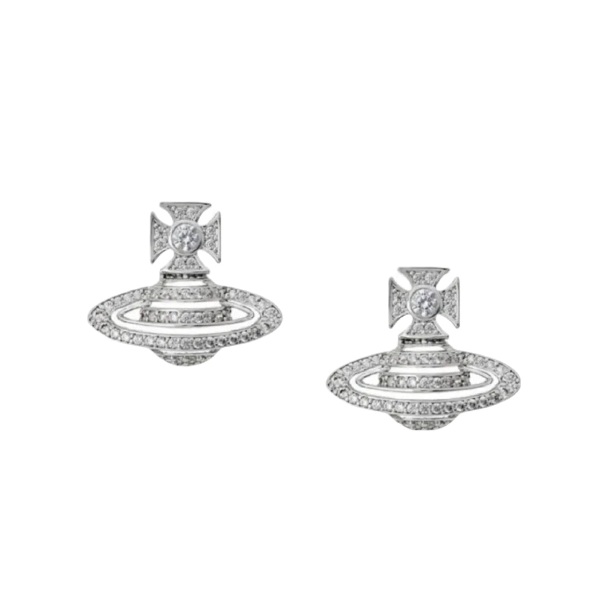 Martin Graham stud earrings in polished metal-tone – front product view