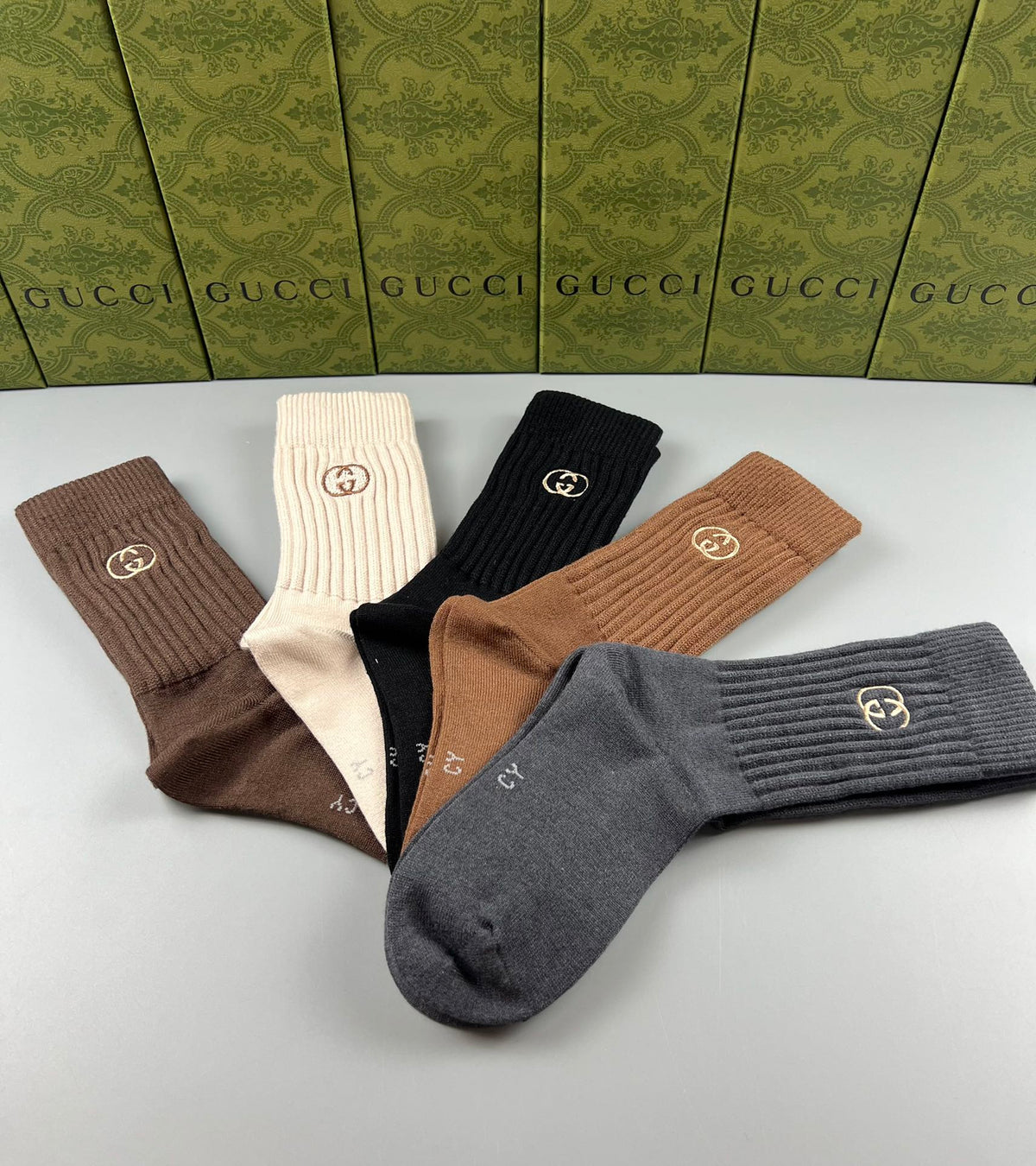 Gucci Ribbed Motif Crew Socks - Assorted Set