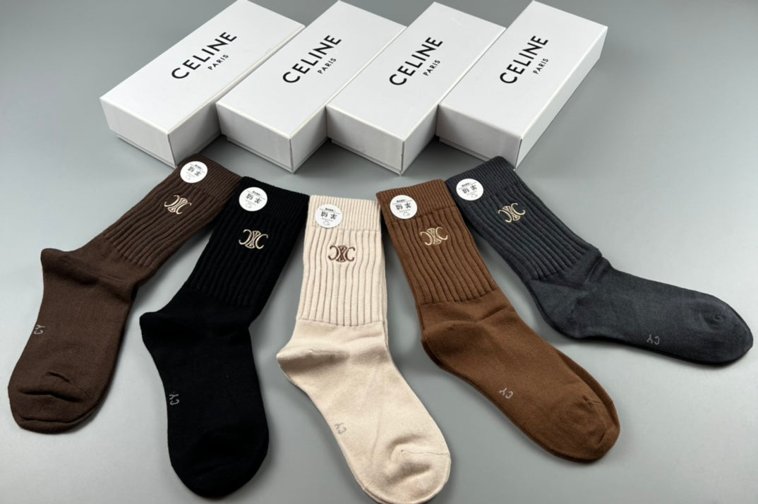 Celine Cotton Short Socks - 5-Pair Pack