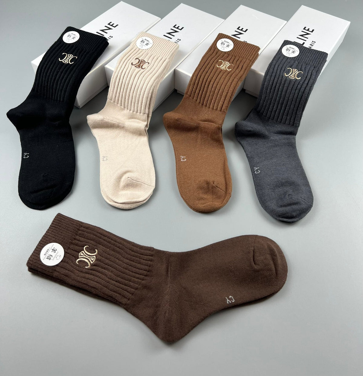 Celine Cotton Short Socks - 5-Pair Pack