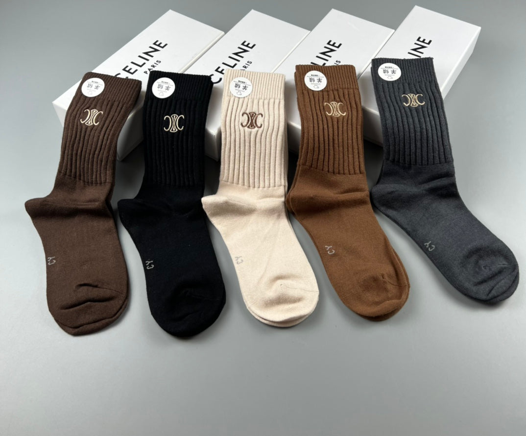 Celine Cotton Short Socks - 5-Pair Pack