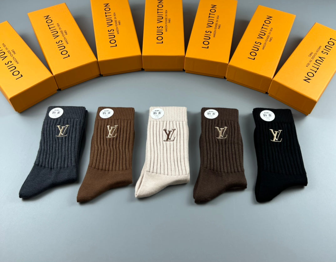 Louis Vuitton Small Initial Details Crew Socks - 5-Pair Set