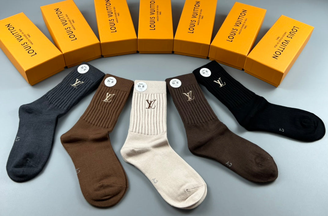 Louis Vuitton Small Initial Details Crew Socks - 5-Pair Set