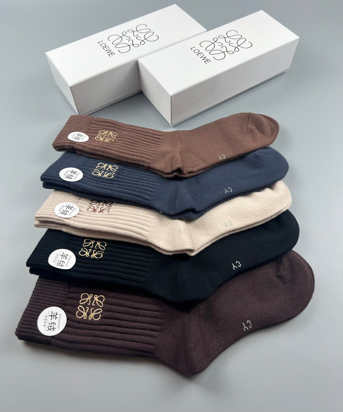 Loro Piana Simple Cuff Details Crew Socks - 5-Pair Set
