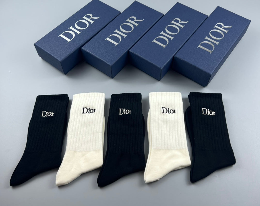 Dior Cotton Crew Socks - 5-Pair Pack