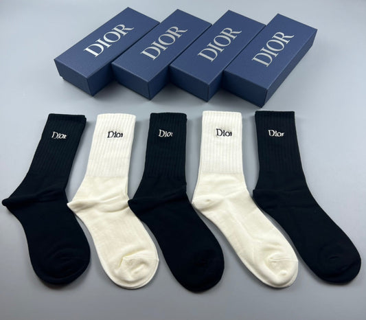 Dior Cotton Crew Socks - 5-Pair Pack