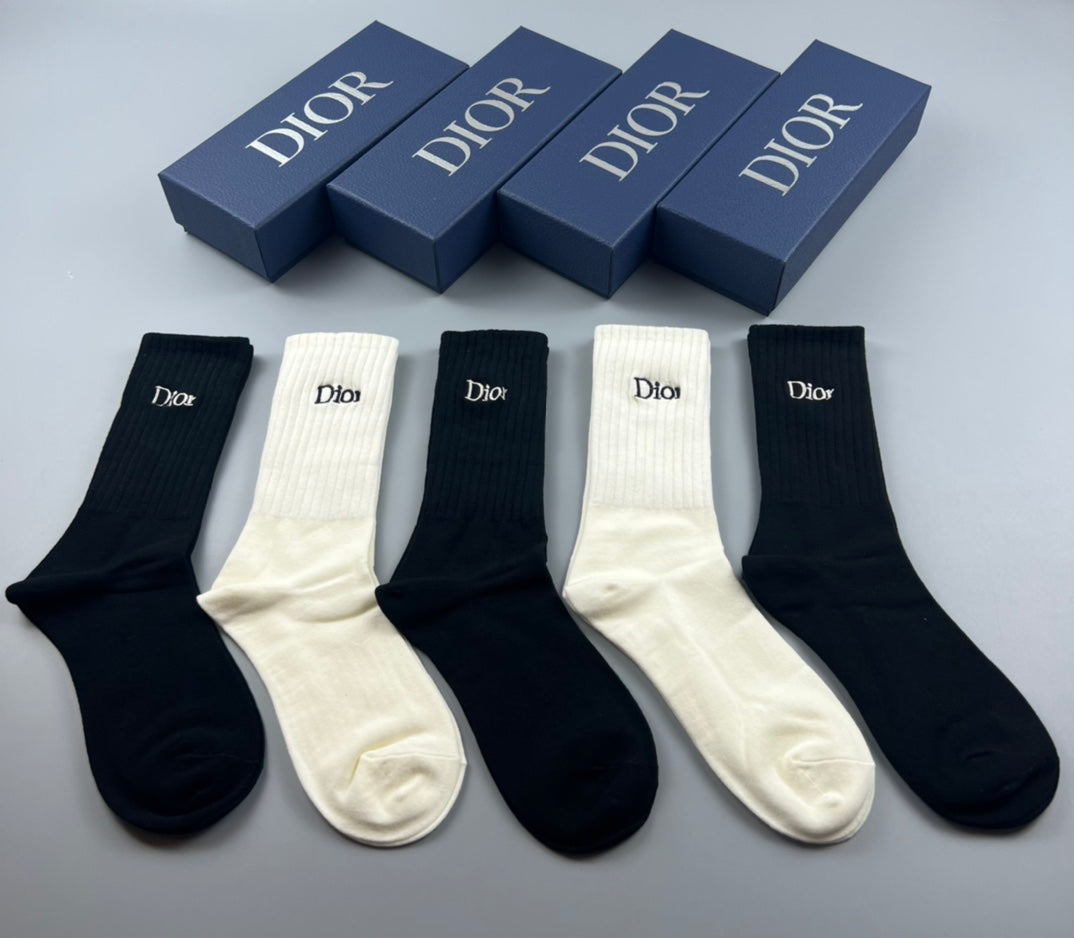 Dior Cotton Short Socks - 5-Pair Pack