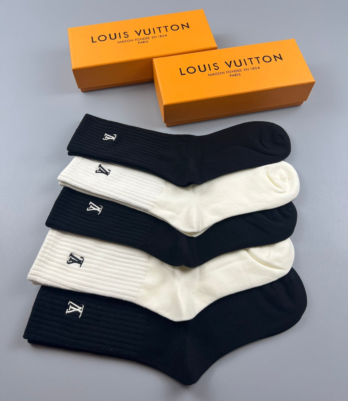 Louis Vuitton Small Initial Details Crew Socks - 5-Pair Set