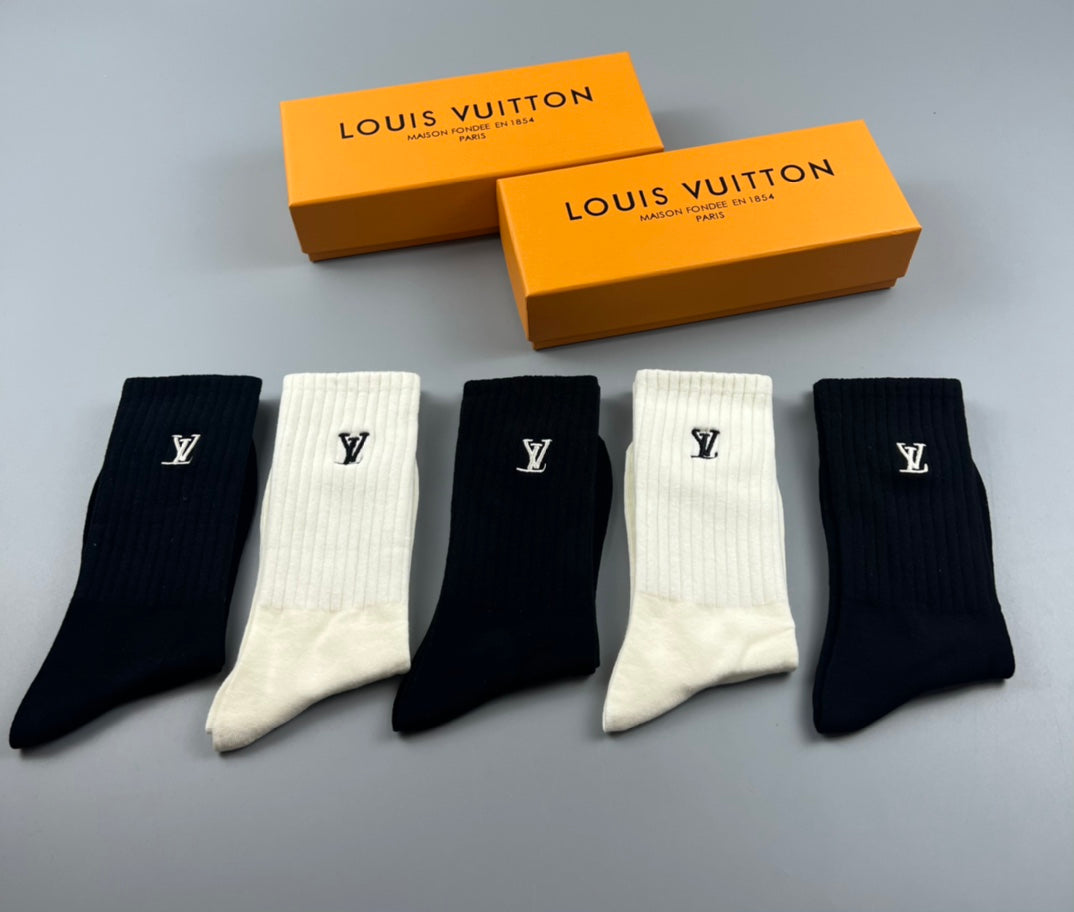 Louis Vuitton Small Initial Details Crew Socks - 5-Pair Set