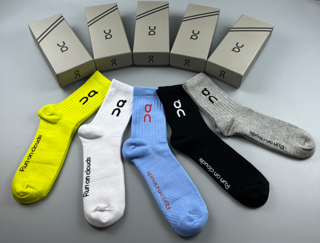 On Contrast Lettering Crew Socks - 5-Pair Set