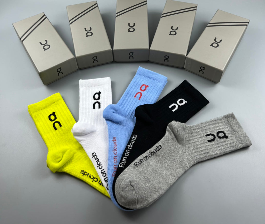 On Contrast Lettering Crew Socks - 5-Pair Set