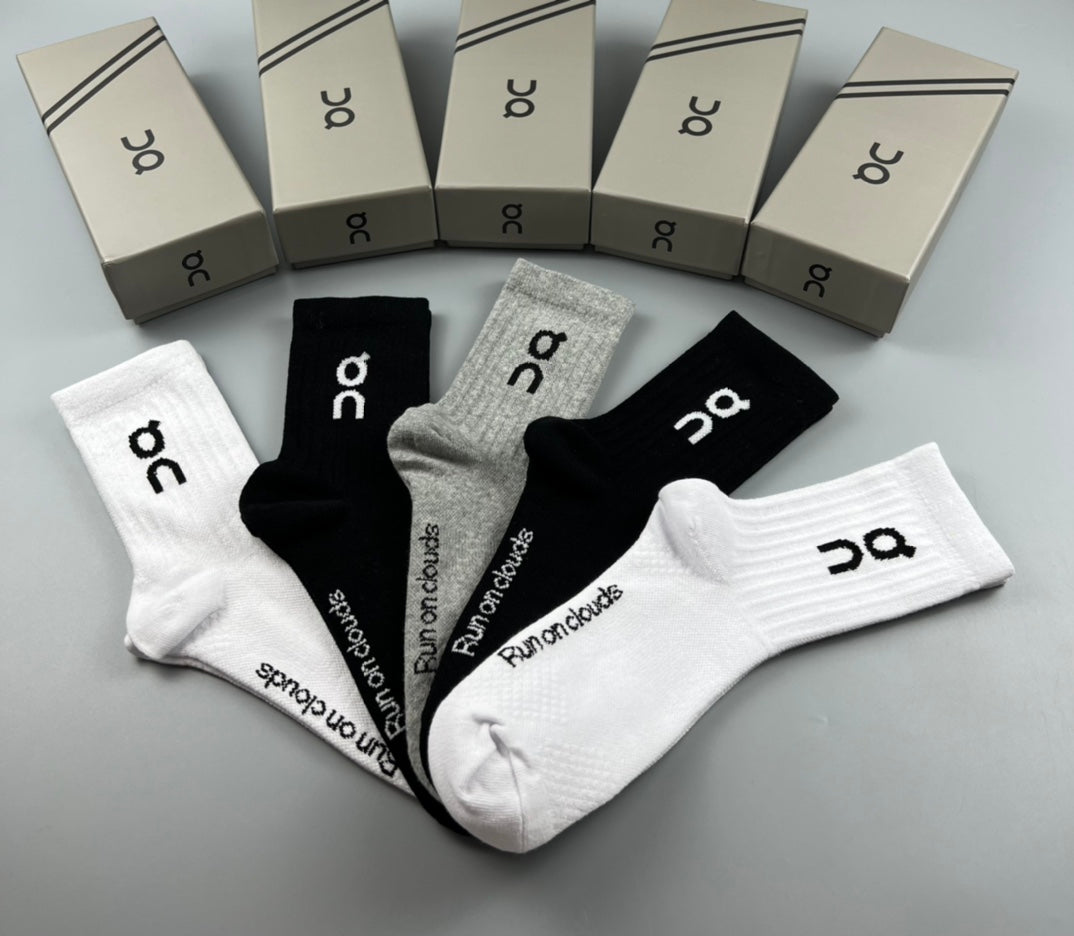 On Contrast Lettering Crew Socks - 5-Pair Set