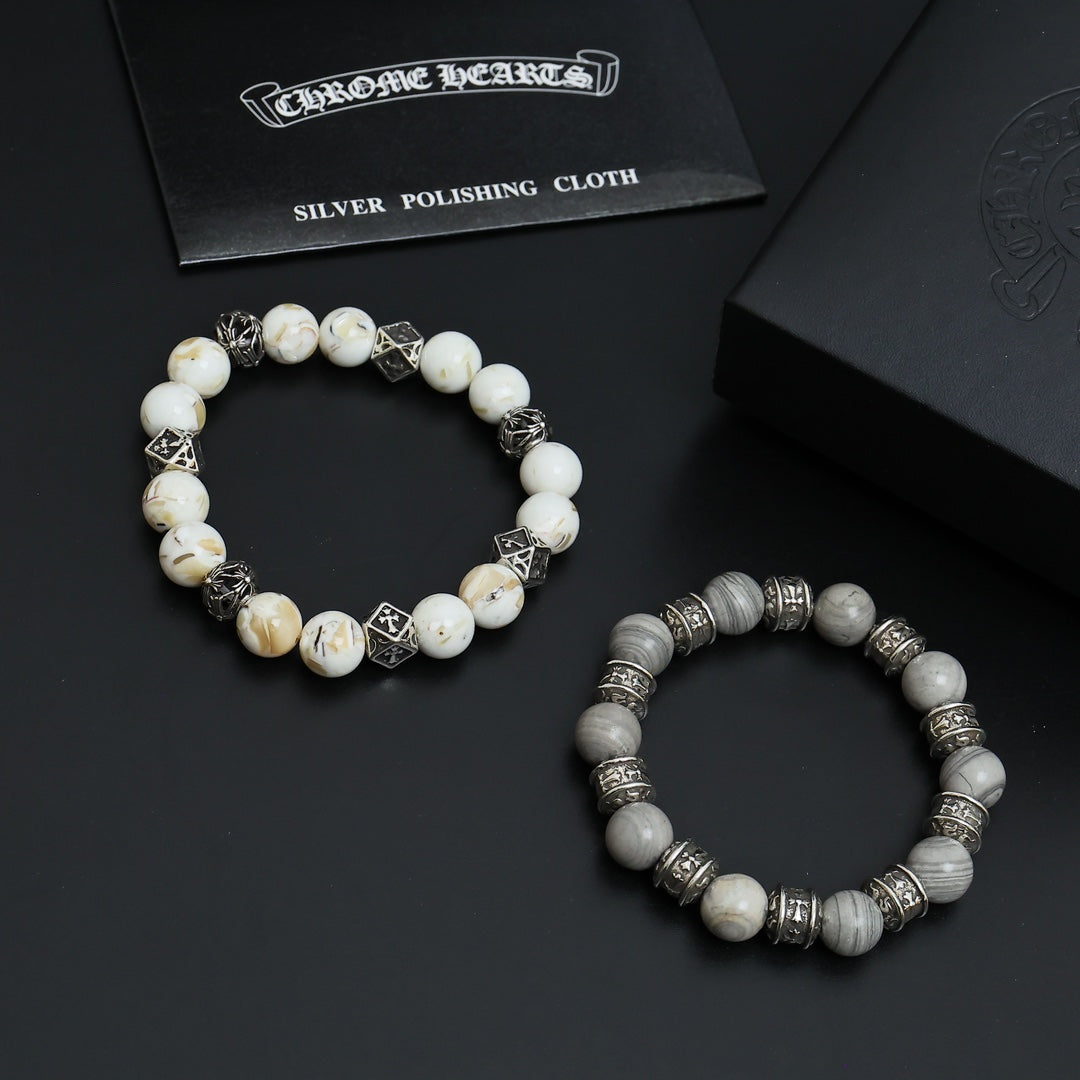 Martin Graham beaded bracelet in polished metal-tone – styled product view