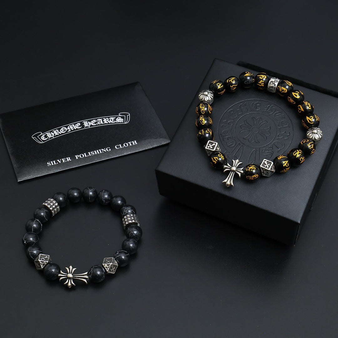 Martin Graham beaded bracelet in polished metal-tone – main product view