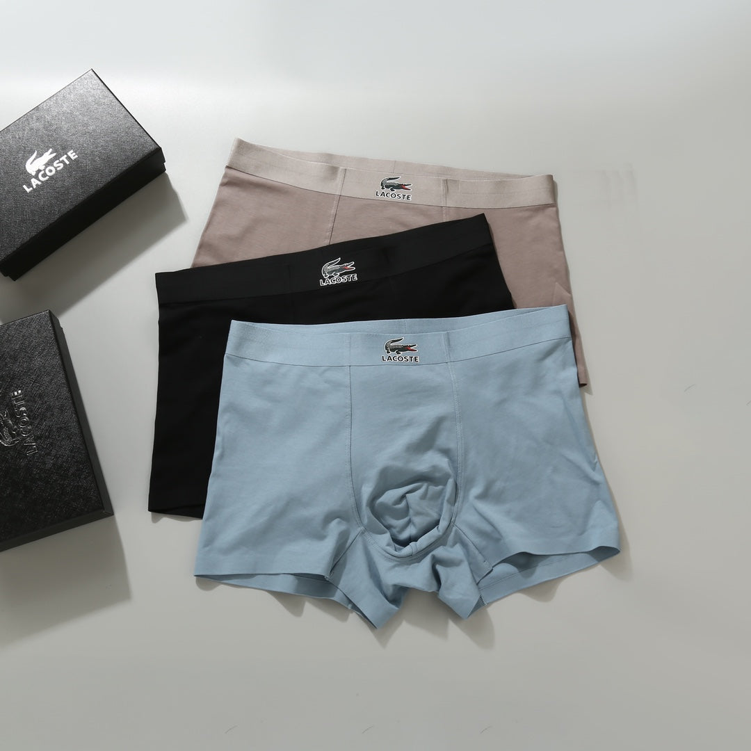 Lacoste Cotton Men's Boxer Briefs - 3-Piece Box