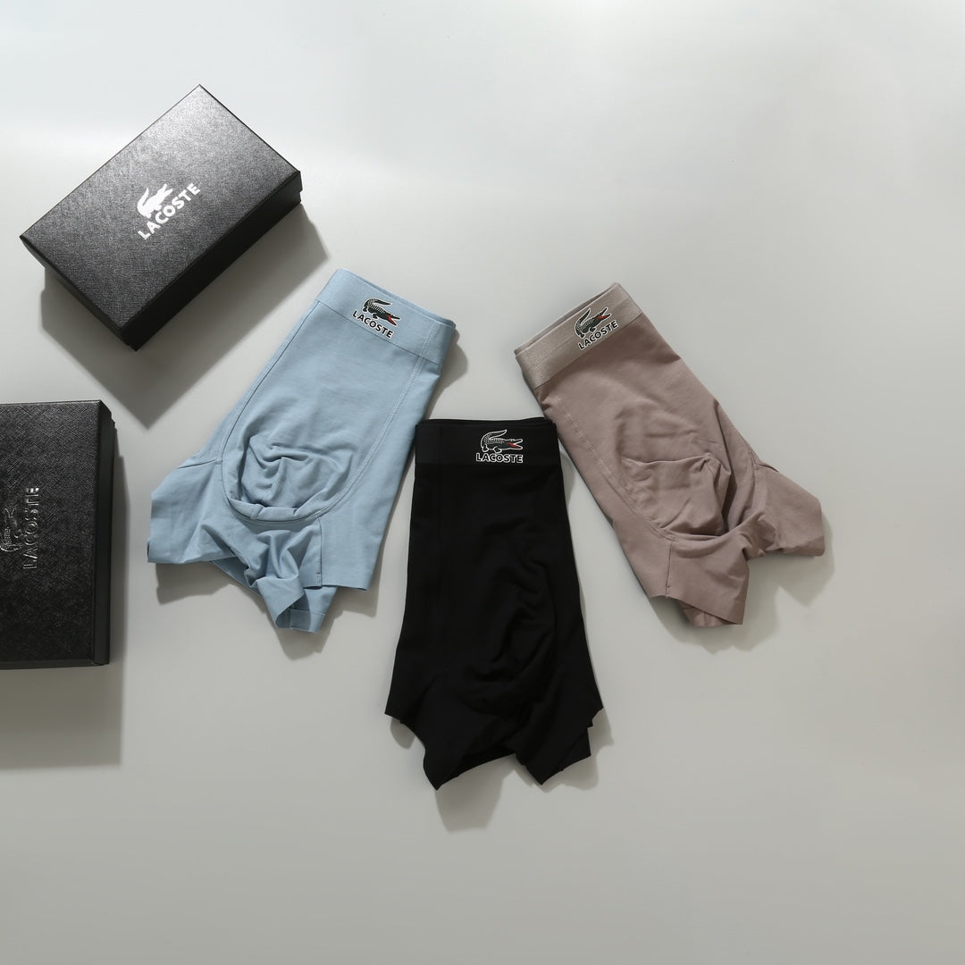 Lacoste Cotton Men's Boxer Briefs - 3-Piece Box