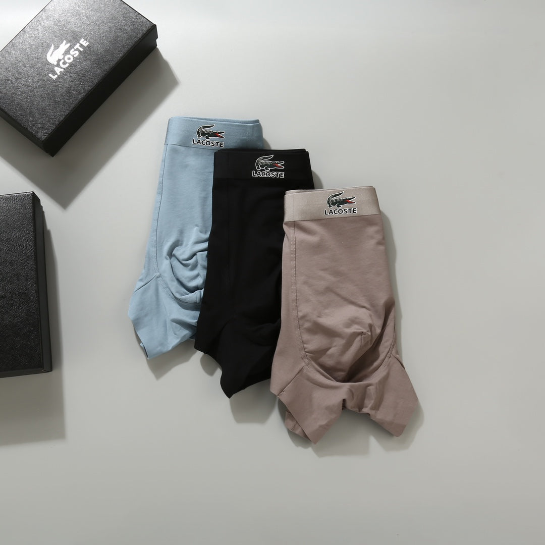 Lacoste Cotton Men's Boxer Briefs - 3-Piece Box