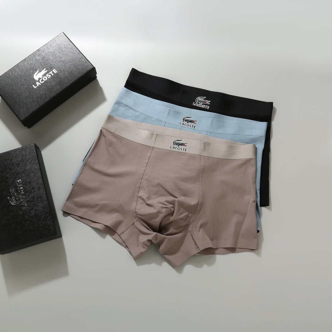 Lacoste Cotton Men's Boxer Briefs - 3-Piece Box